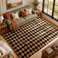 Ophanie 8x10 Black & Beige Diamond Checkered Rugs by Ophanie