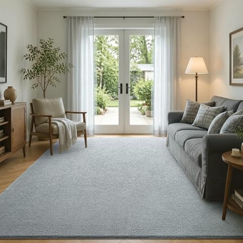 4x6 Light Grey Solid Area Rug Washable Non-Slip - Image 4