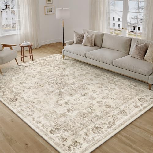 7x9 Beige Neutral Area Rug by WondRg