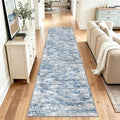 Hallway Runner Rug 3x10 Textured Non Slip Carpet Runner, Modern Ocean Blue by TTelephant
