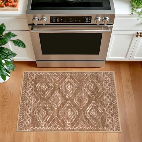 KILOCOCO Entryway Rug 2x3 Washable Rug Door Mat Indoor, Mocha Brown - Image 2