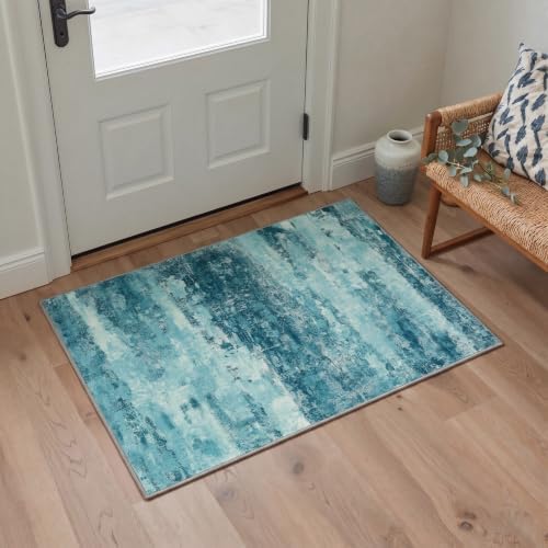 BEIMO 2x3 Teal Abstract Area Rug, Washable Non-Slip by BEIMO