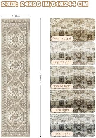 Runner Rug 2x8 Runners for Hallways Non Slip Washable Rugs - Image 2