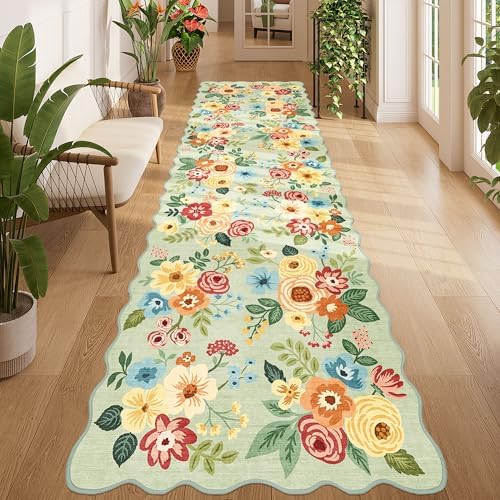 DUKINO 3x10 Runner Rug, Non Slip Floral Washable Rug by DUKINO