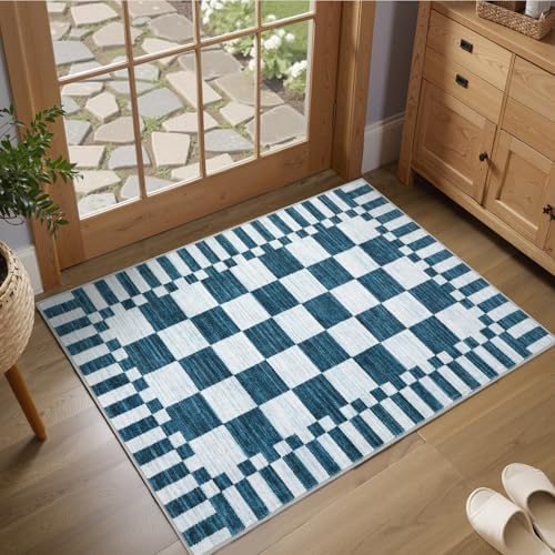 GarveeHome Checkered Washable 2x3 Rug Small Area Rugs Non-Slip by GarveeHome