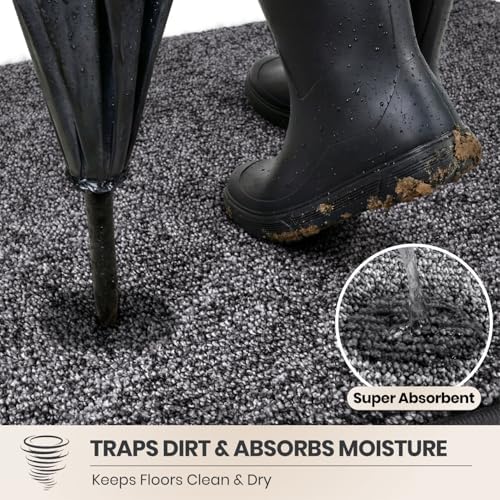 PURRUGS Dirt Trapping Door Mat, Heathered Grey - Image 2