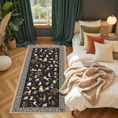 Black Hallway Runner Rug 2x5 for Bedroom Kitchen - Image 3