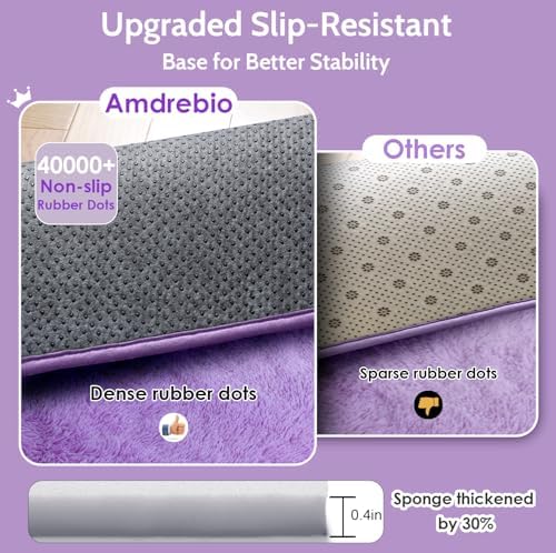 Amdrebio Purple Fuzzy Plush Area Rug 5x7 - Image 5