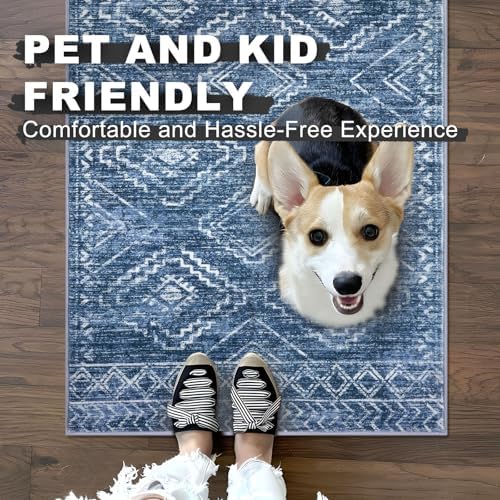 KILOCOCO Entryway Rug 2x3 Washable Rug Door Mat Indoor, Stonewashed Blue - Image 6