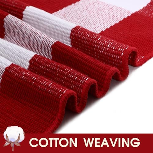 Homydecor Christmas Red and White Plaid Rug - Image 4