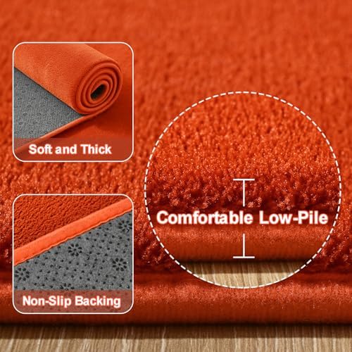 Amearea Modern Soft Hallway Runner Rug, 2x6 Feet Orange Washable Runner Rug - Image 3
