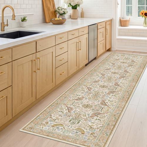 Beige 10 ft Long Vintage Runner Rugs by HazoHaus