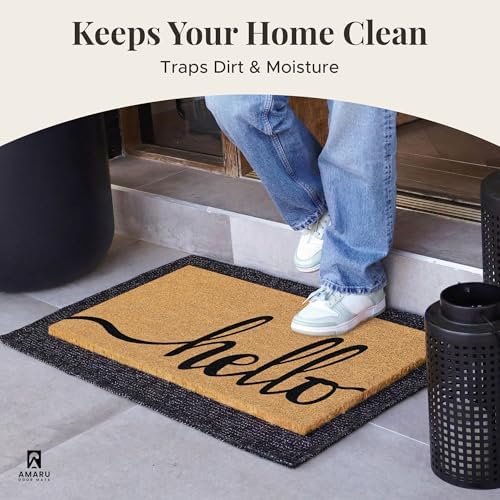 Coir Welcome Mat, Hello Classic 2, 17 x 29 in - Image 3