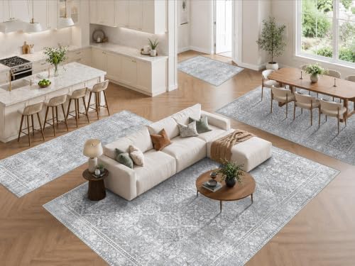 4x6 Grey Rug Vintage Grey Washable Area Rug - Image 6