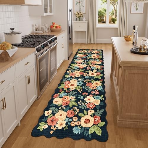 DUKINO 2x7 Runner Rug for Hallway, Floral Washable Kitchen Rug - Image 3