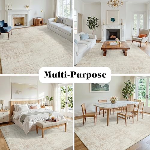 10x12 Area Rug for Living Room Bedroom: Non-Slip Modern Beige White - Image 3