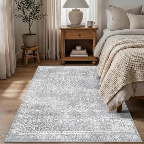 4x6 Grey Rug Vintage Grey Washable Area Rug - Image 7