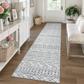 KUTA Moroccan Boho Geometric Washable Runner Rug 2x10 Grey Vintage by KUTA