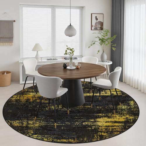 Round Area Rug Living Room: 8 ft Modern Washable Indoor Carpet - Image 4