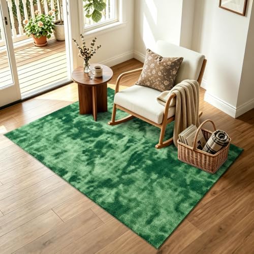 3x5 Tie-dye Green Area Rug Washable Non-Slip Soft Thin - Image 3