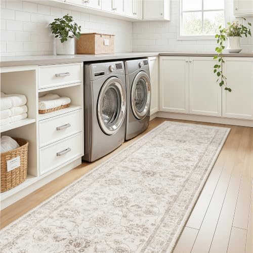 Madane Rug Runner for Hallway 2.5x10, Washable Kitchen Runner Brown/Ivory - Image 4