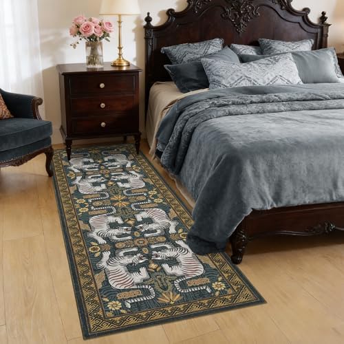 GarveeHome Tiger Print 2'x6' Washable Runner Rug Non Slip Boho Hallway Rug - Image 3