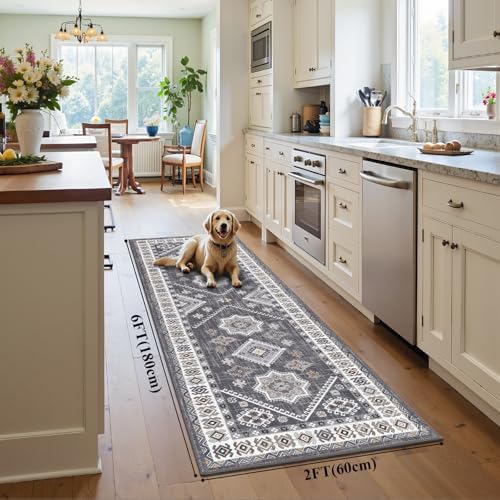 HEBE Boho Kitchen Mats for Floor 24''x72'', Non Slip Washable Runner Rug - Image 2