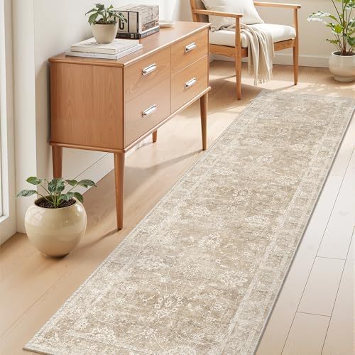 Madane Rug Runner for Hallway 2.5x8, Washable Kitchen Runner Rug Beige/Brown - Image 2