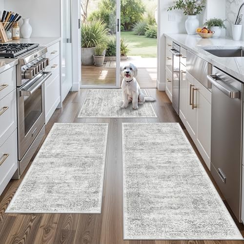 Washable Non-Slip 3 Piece Kitchen Rugs Set – Modern Boho Low-Pile Area Rugs and by BYYVOORugsforYourHome