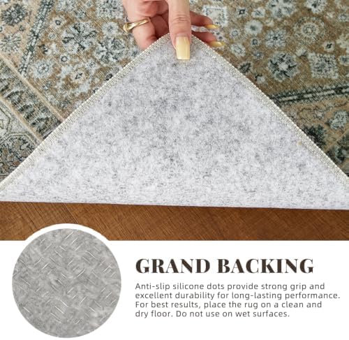 2'x8' Beige Brown Runner Rug, Washable Carpet - Image 5