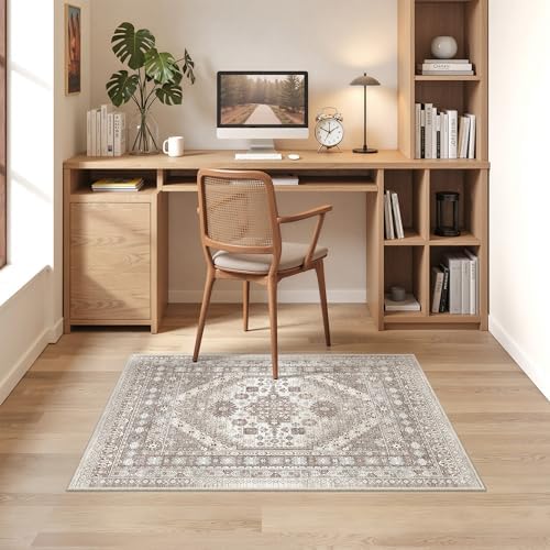 befbee 2x3 Washable Rugs, Entryway Non Slip Stain Resistant Brown Rug - Image 7
