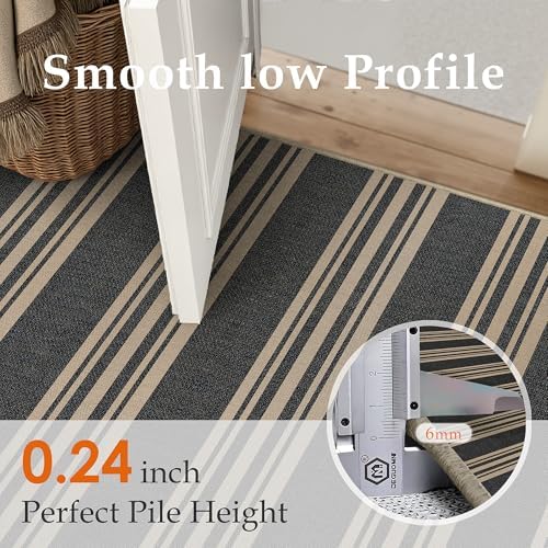 PureCozy Washable Kitchen Runner Rug 2x6 Striped Jute Look Non Slip - Image 5