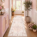 CAPALOCA Runner 2x6 Washable Nursery Girls Low Pile Area Rug Pink by CAPALOCA