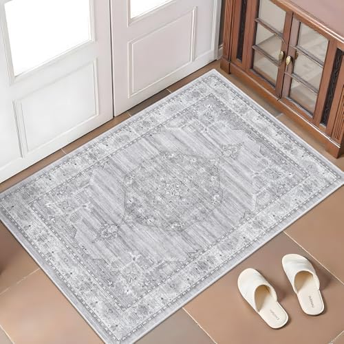 Washable Area Rugs 2x3 Entryway: Soft Ultra Thin Low Pile Mat Machine Washable - Image 2