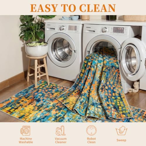 Colorful Abstract 6x9 Washable Are Rugs - Image 3