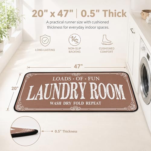 ROMAMIGO Laundry Room Rug Runner Non Slip Laundry Mats Mudroom Runner Farmhouse - Image 2