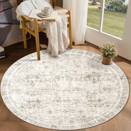 Sasttie Round Rug 4ft, Ultra-Soft Washable Rug by SASTTIE