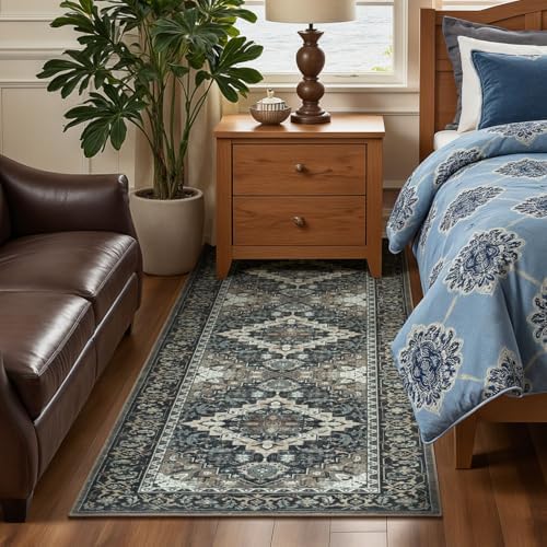 Lessymo Runner Rug 2.6 x 8 for Hallway, Washable Entryway Rugs Black Brown - Image 4