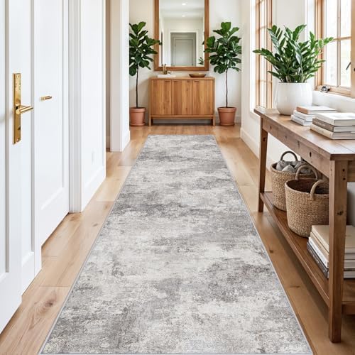 Washable 3x12 Hallway Runner Rug: Washable Non Slip Carpet Grey - Image 4