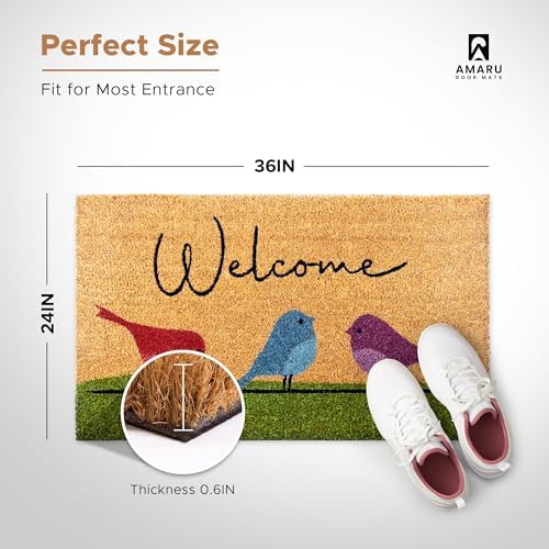 Coir Welcome Mat, Colorful Birds, 24 x 36 in - Image 2