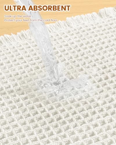 Smiry Waffle Bath Mat 59X20, Extra Soft Absorbent Bathroom Rugs - Image 5