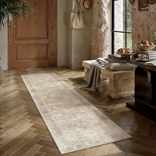 HUGEAR Beige 2x10 Neutral Runner Rugs by HUGEAR