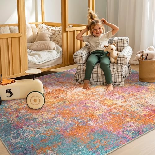 RELEANY Washable 10'x14' Abstract Area Rug - Image 3
