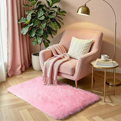 KCHOWUA Pink Fluffy Fuzzy Rug 2x3 - Image 6