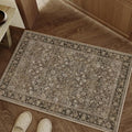 HUGEAR 2x3 Brown Vintage Floral Washable Area Rug by HUGEAR
