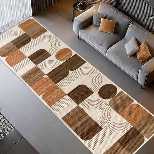 Soft Modern Geometric Abstract Machine Washable 2x6 Runner Rug - Image 2
