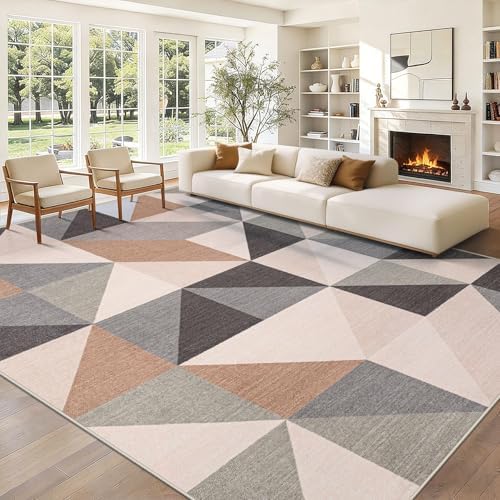 Washable Rug 9x12 Area Rugs: Modern Geometric Area Rug by AOYAOMI