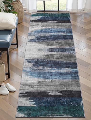 Ciicool 2x6 Runner Rugs for Hallway Kitchen, Modern Abstract Washable Navy by CIICOOLHomeDeco