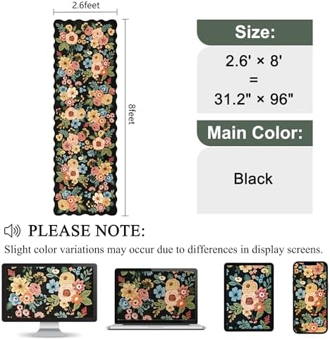DUKINO 2.6x8 Runner Rug, Floral Washable Kitchen Rugs Non Slip - Image 2