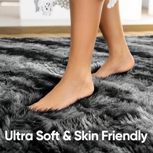Noahas 2x6 Black Fluffy Soft Runner Rug Non-Slip - Image 5